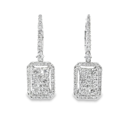 1.91CT Diamond   Earring 14k White Gold