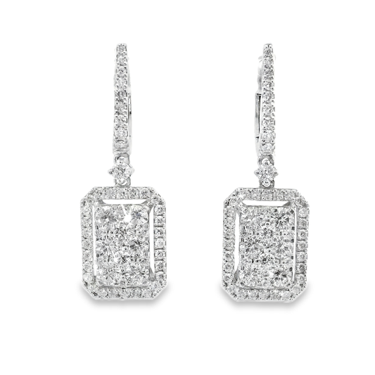 1.91CT Diamond   Earring 14k White Gold