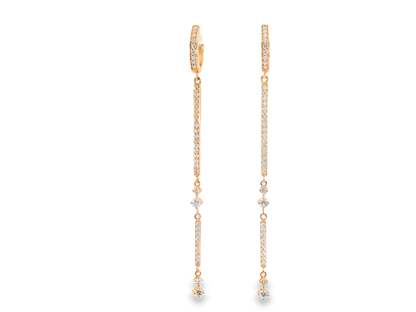 0.83CT Diamond Bar Earring 14k Gold
