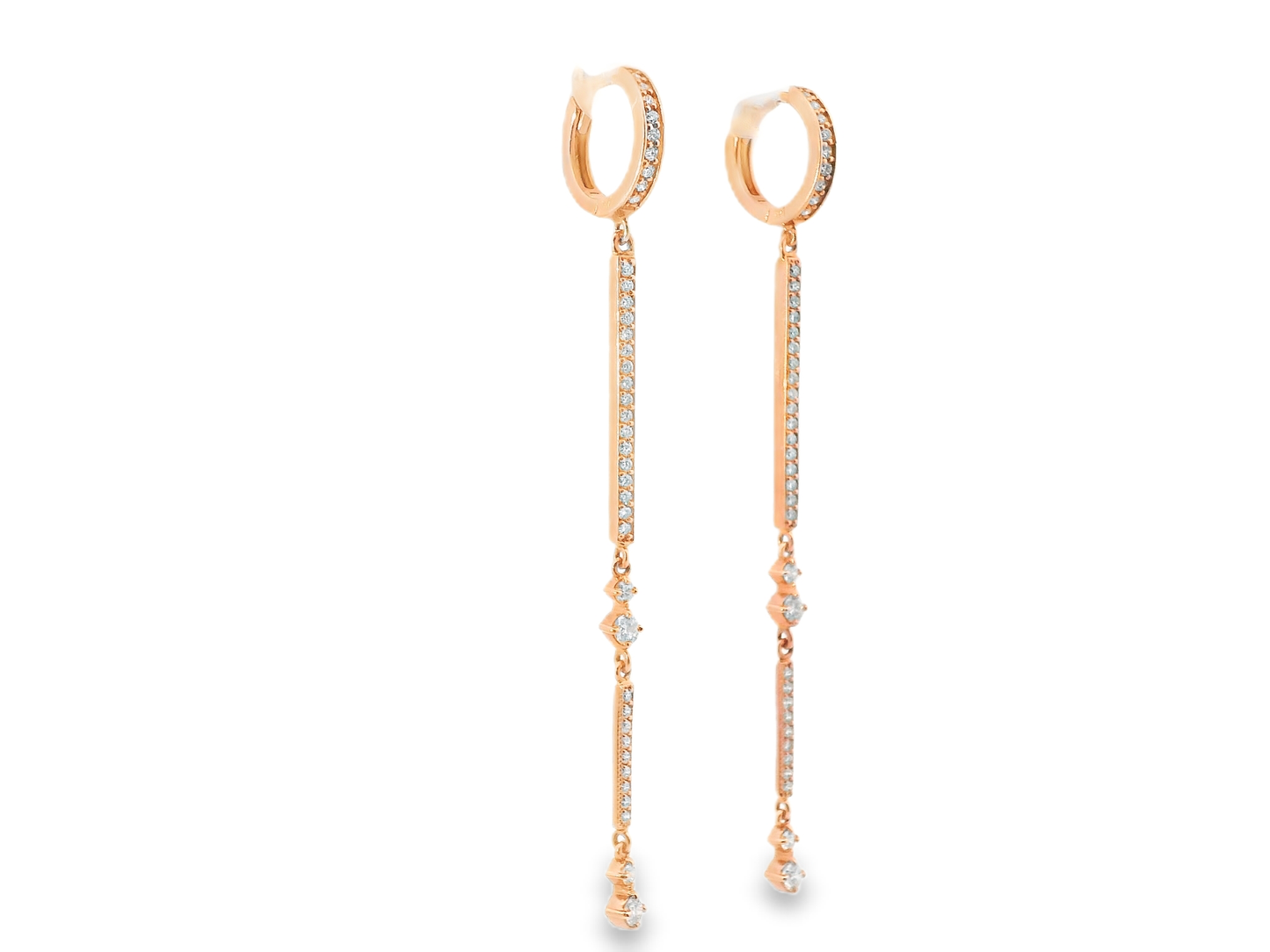 0.83CT Diamond Bar Earring 14k Gold