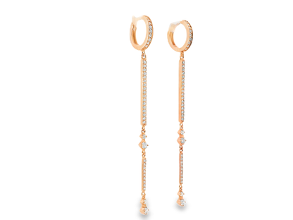 0.83CT Diamond Bar Earring 14k Gold