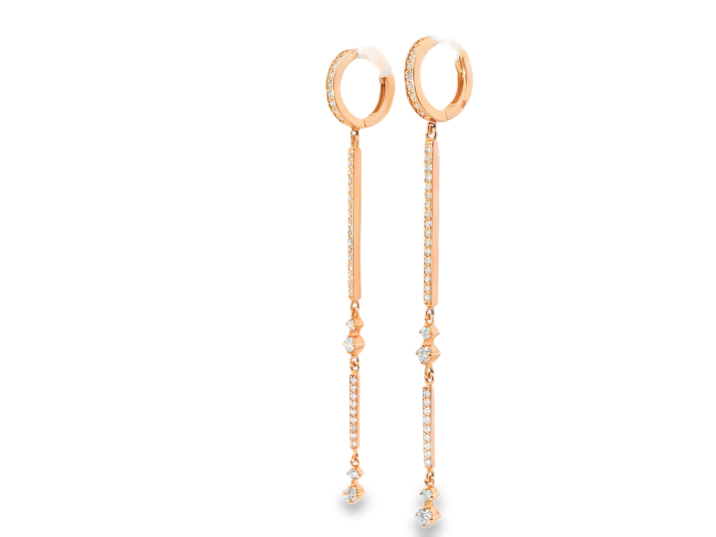 0.83CT Diamond Bar Earring 14k Gold