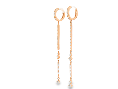 0.83CT Diamond Bar Earring 14k Gold