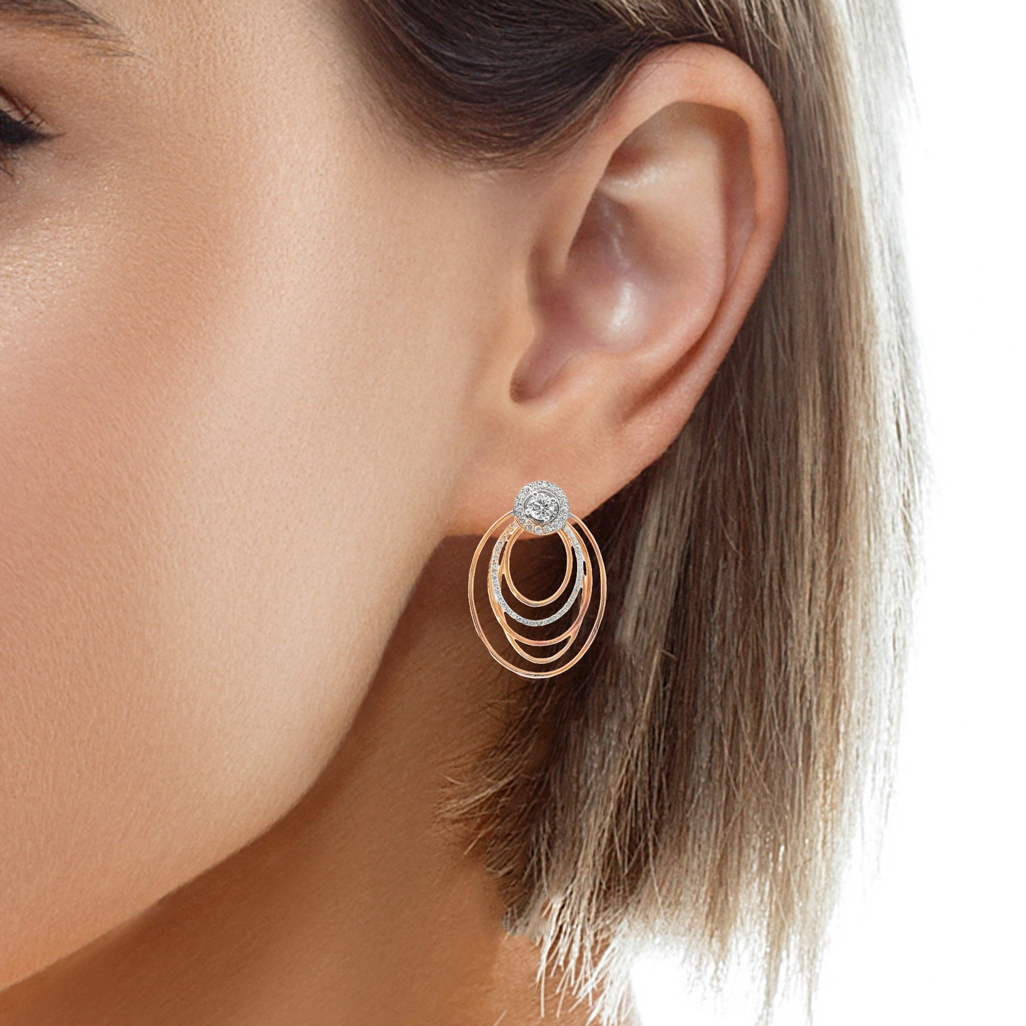 1.07Ct Diamond Earring 14k Rose Gold