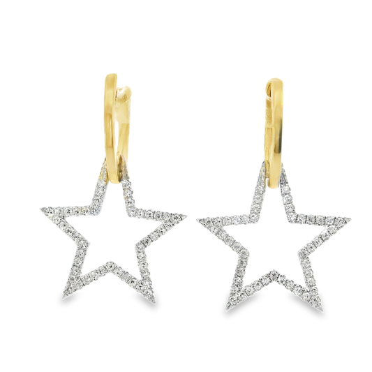 0.31CT Diamond  Star Earring 18k Yellow Gold