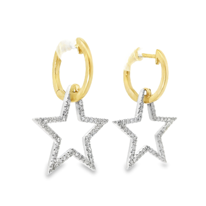 0.31CT Diamond  Star Earring 18k Yellow Gold
