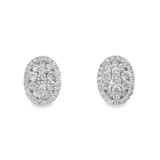 1.09CT Diamond  14k White Gold Earring