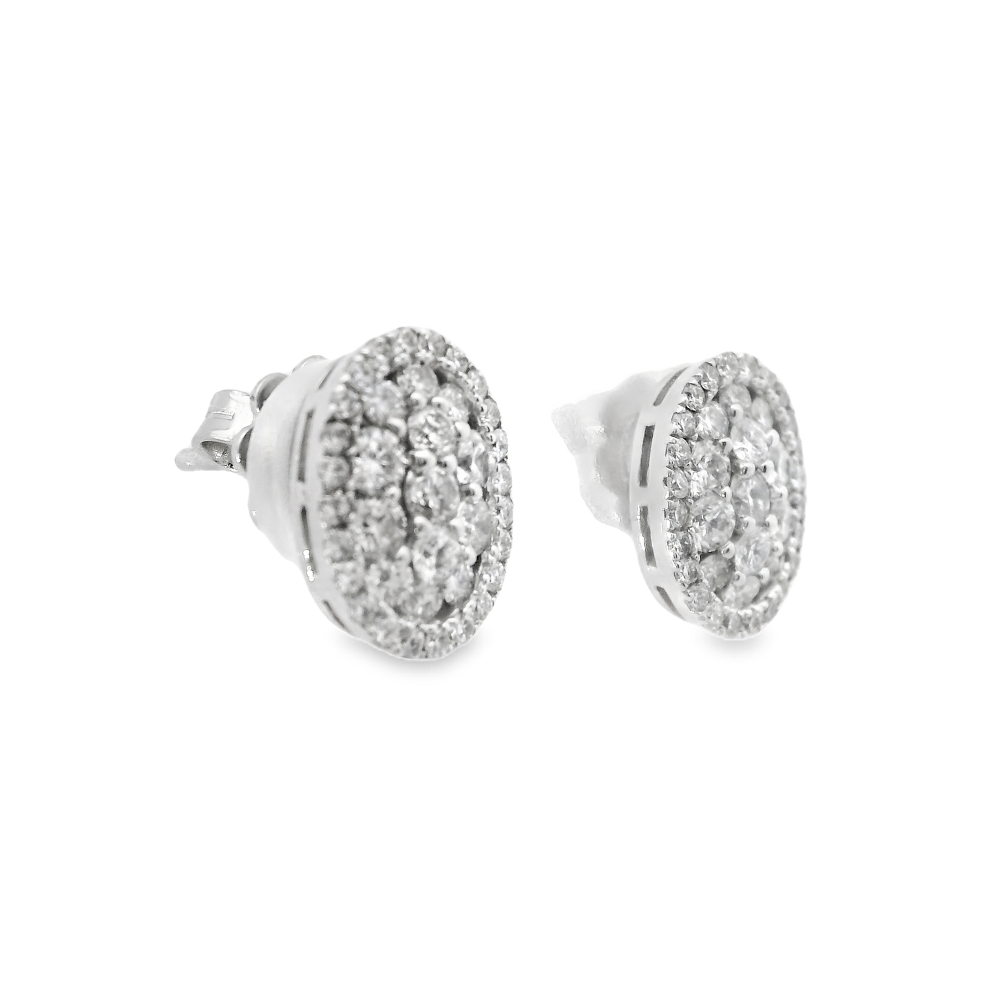 1.09CT Diamond  14k White Gold Earring