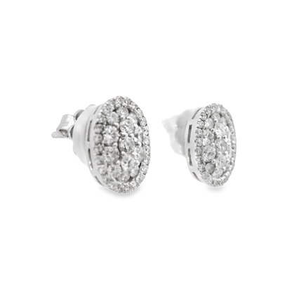 1.09CT Diamond  14k White Gold Earring