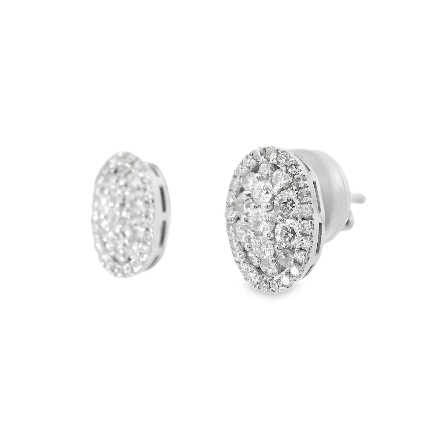 1.09CT Diamond  14k White Gold Earring