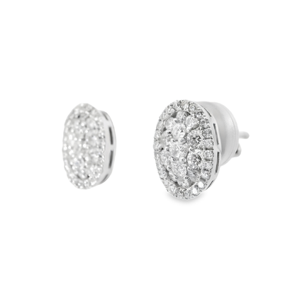 1.09CT Diamond  14k White Gold Earring