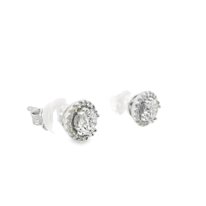 0.81CT Diamond  14k White Gold Earring