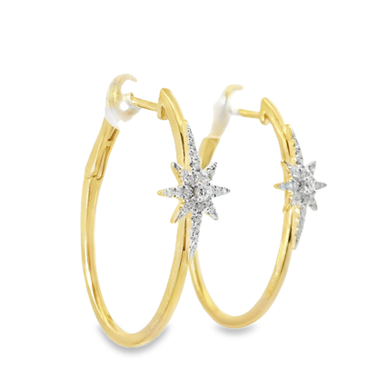 0.24CT Diamond  14k Yellow Gold Earring