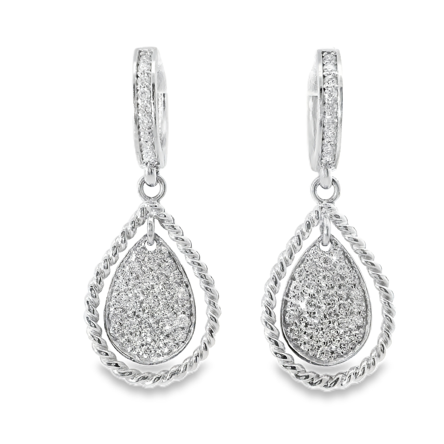 0.58CT Diamond   14k White Gold Earring