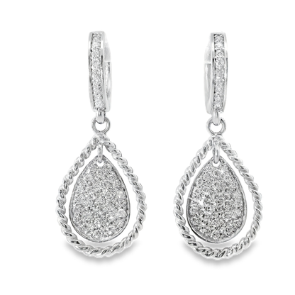 0.58CT Diamond   14k White Gold Earring