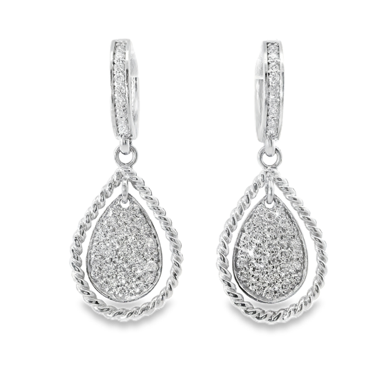 0.58CT Diamond   14k White Gold Earring