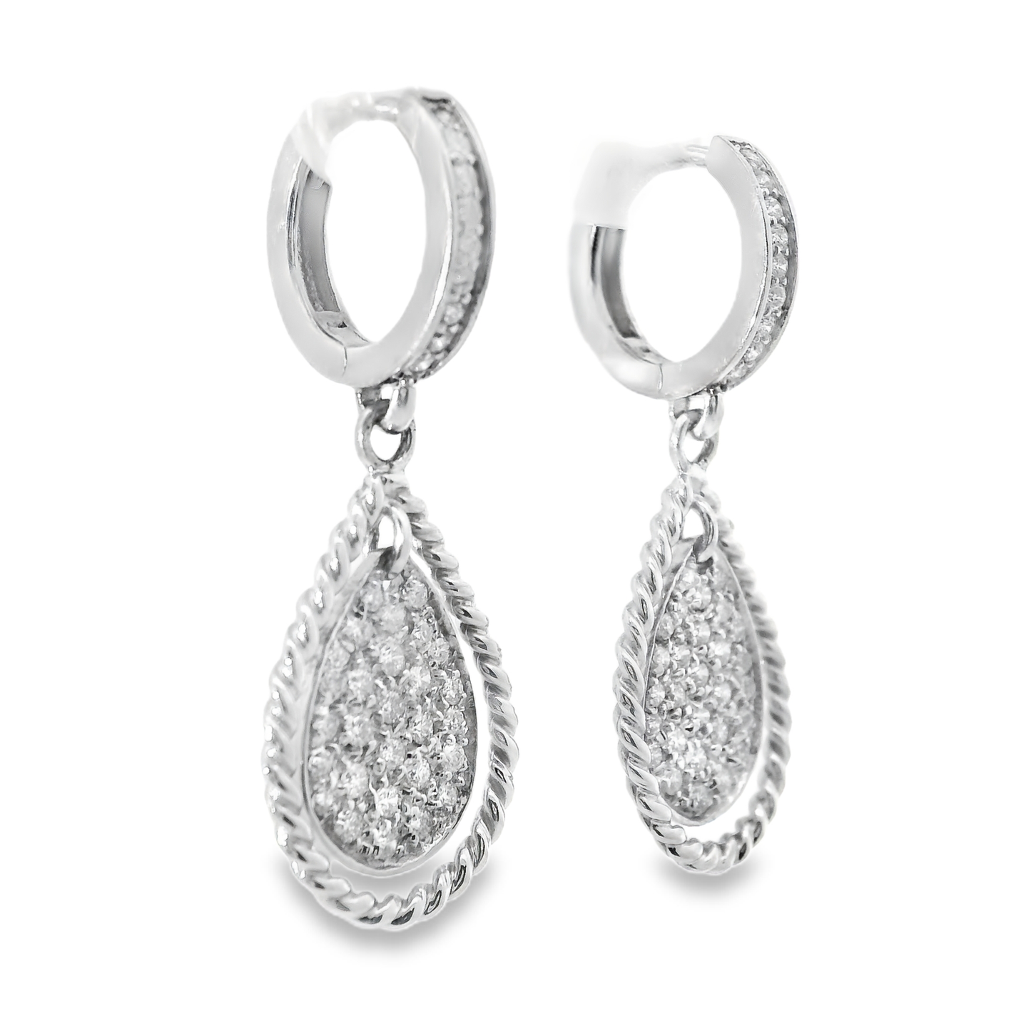 0.58CT Diamond   14k White Gold Earring