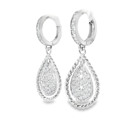 0.58CT Diamond   14k White Gold Earring