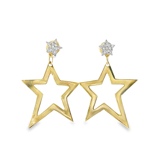 0.07CT  Diamond  14k Yellow Gold Earring