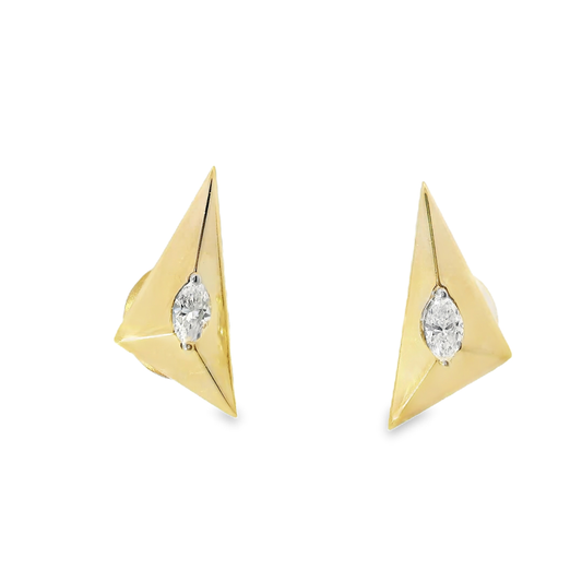 0.20CT Marquise Diamond  14k Yellow Gold Earring