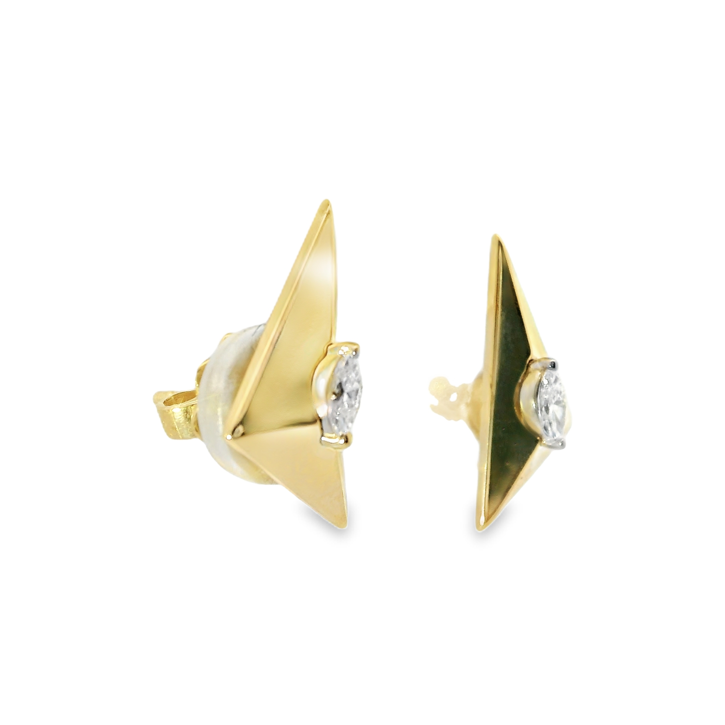 0.20CT Marquise Diamond  14k Yellow Gold Earring