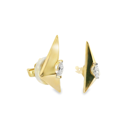 0.20CT Marquise Diamond  14k Yellow Gold Earring