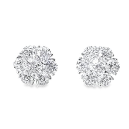 3.51CT Diamond Stud Earrings 14k White Gold