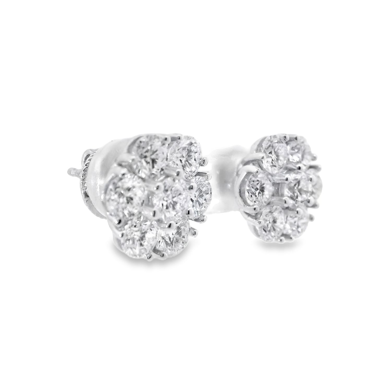 3.51CT Diamond Stud Earrings 14k White Gold