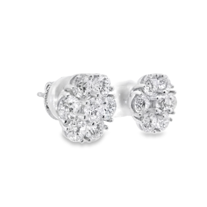 3.51CT Diamond Stud Earrings 14k White Gold