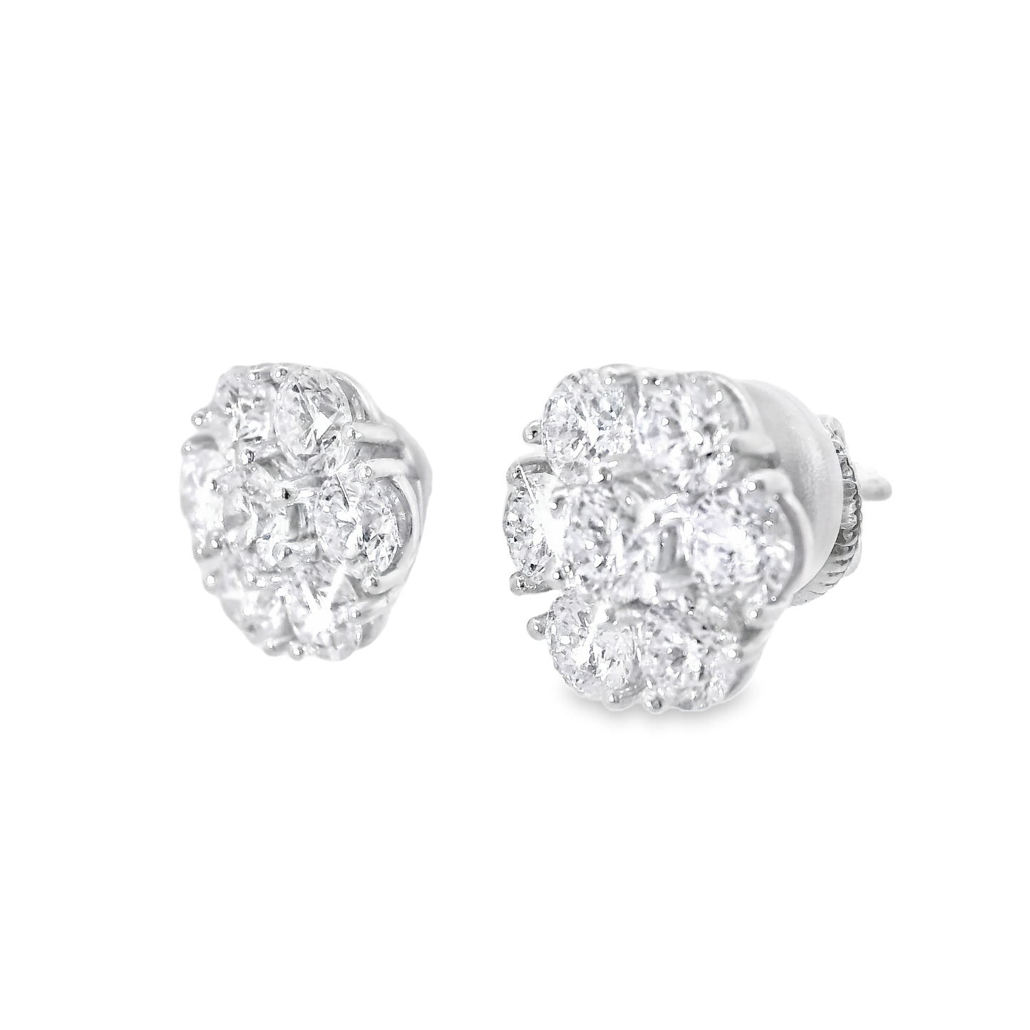 3.51CT Diamond Stud Earrings 14k White Gold
