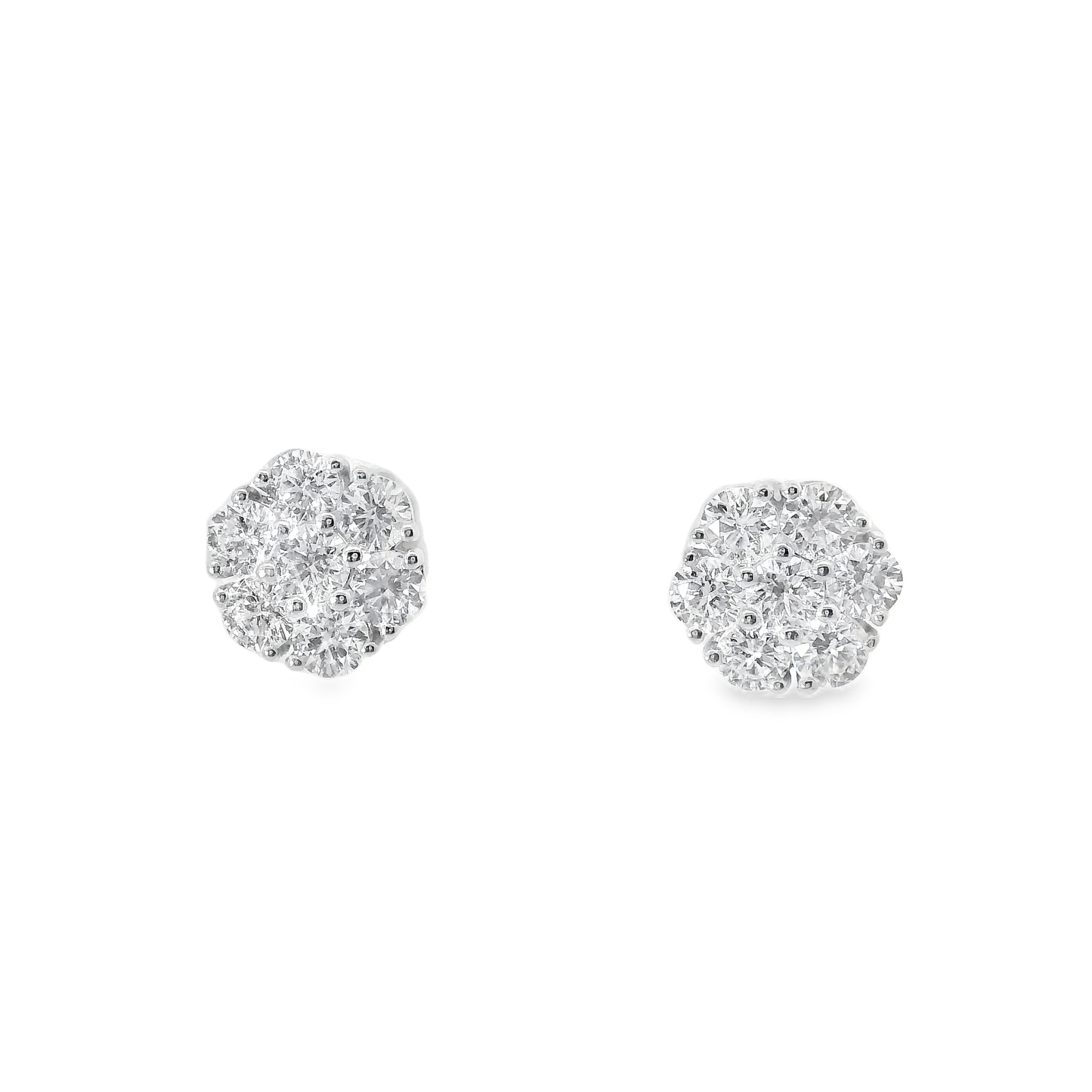 1.37CT Diamond Earrings 14k White Gold