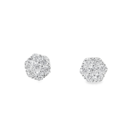 1.37CT Diamond Earrings 14k White Gold