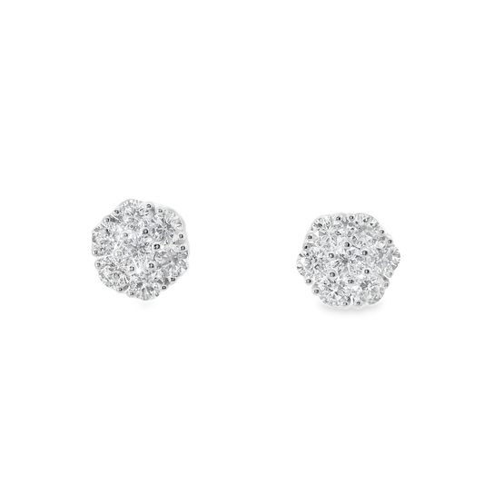 1.37CT Diamond Earrings 14k White Gold