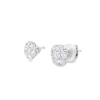 1.37CT Diamond Earrings 14k White Gold