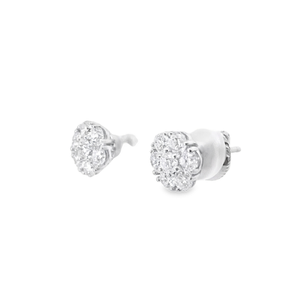 2.74CT Diamond Earrings 14k White Gold