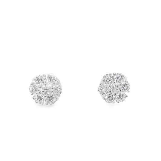 1.06CT Diamond Earrings 14k White Gold