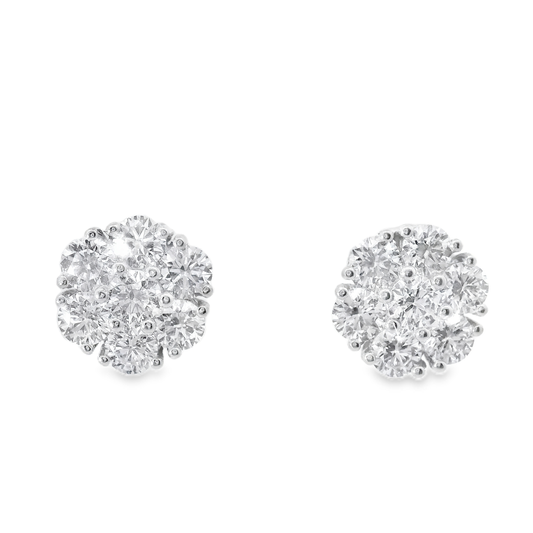 1.75CT Diamond Earrings 14k White Gold