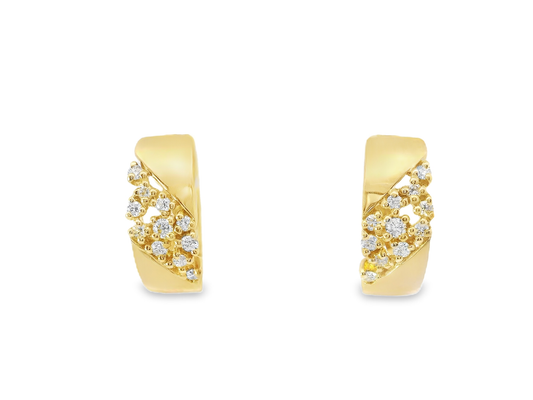 0.18CT Diamond  14k Yellow Gold Earring
