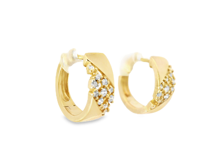 0.18CT Diamond  14k Yellow Gold Earring