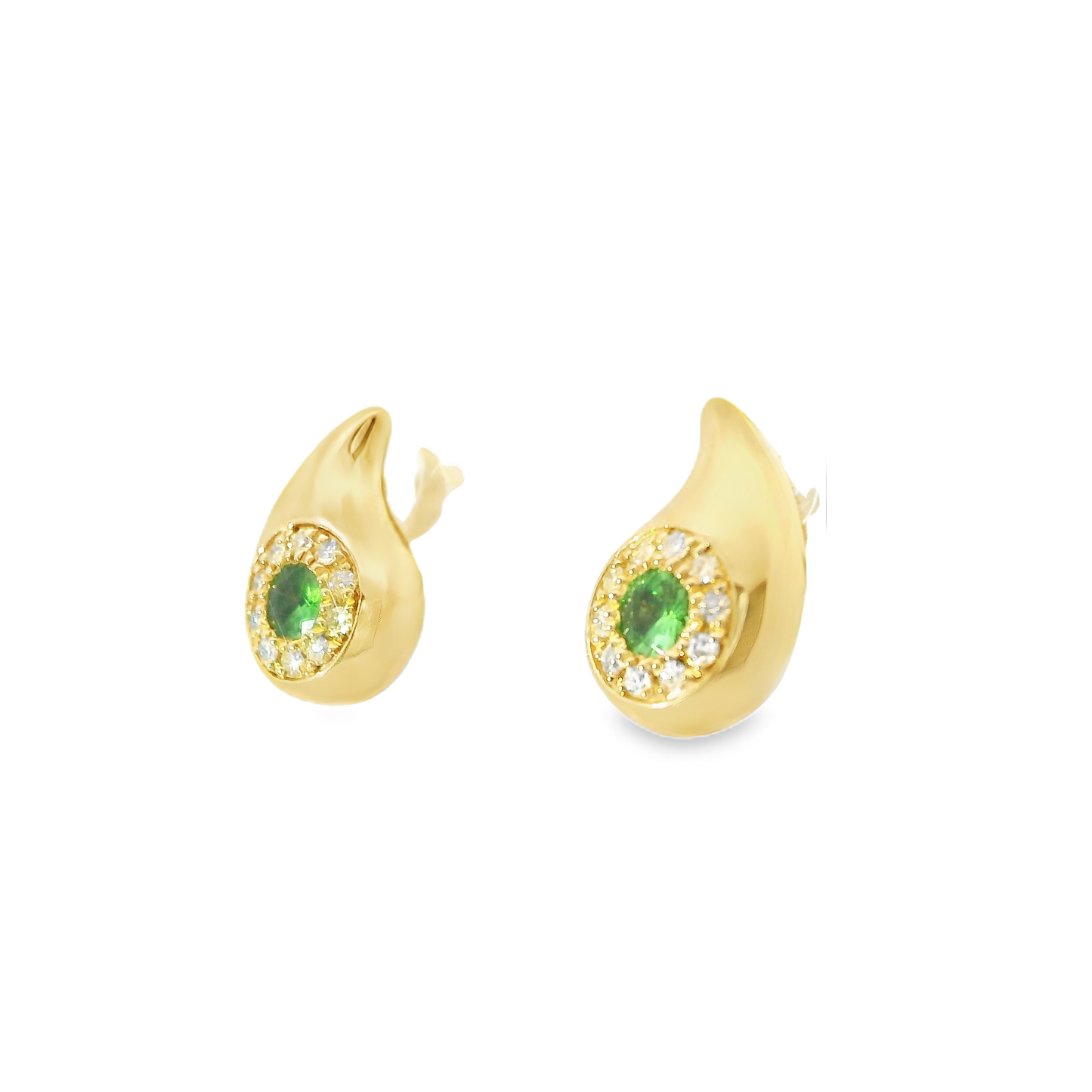 0.63CT Diamond with Sapphire 14k Yellow Gold Earring