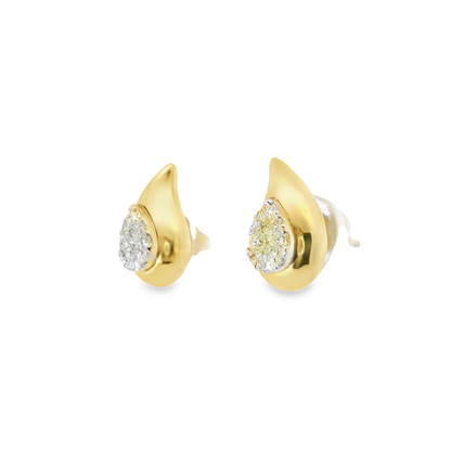 0.32CT Diamond  14k Yellow Gold Earring