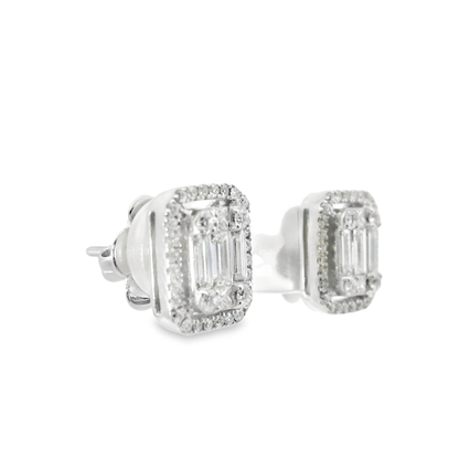 0.95CT Diamond  18k White Gold Earring