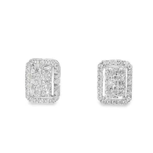 0.90CT Diamond  14k White Gold Earring