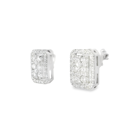 0.90CT Diamond  14k White Gold Earring
