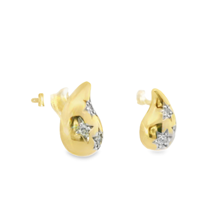 0.13CT Diamond  14k Yellow Gold Earring