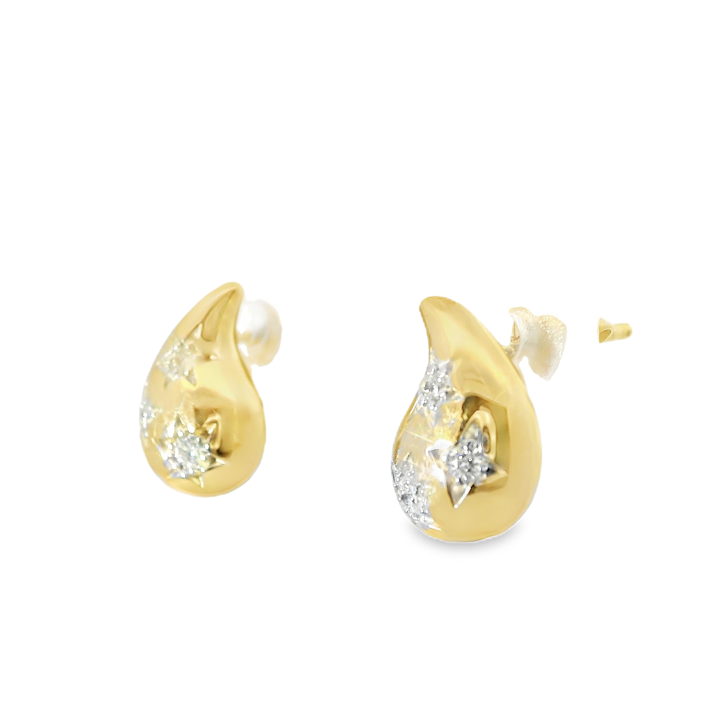 0.13CT Diamond  14k Yellow Gold Earring