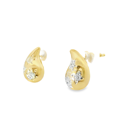 0.13CT Diamond  14k Yellow Gold Earring