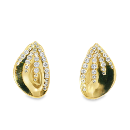 0.40CT Diamond  14k Yellow Gold Earring