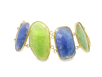 Tanzanite & Kyanite 14k Yellow Gold Bracelet