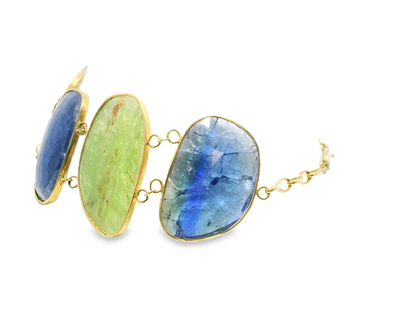 Tanzanite & Kyanite 14k Yellow Gold Bracelet
